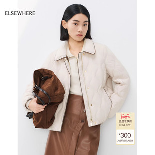 【长白山白鹅绒】ELSEWHERE珂思短款小翻领羽绒服女2025冬季新款