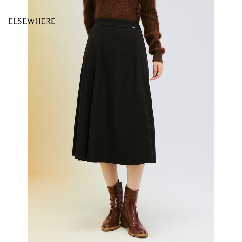 LSEWHERE珂思羊毛呢A字半身裙