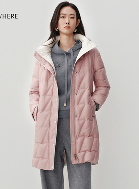 【长白山白鹅绒】ELSEWHERE珂思云感长连帽羽绒服女2025冬季新款