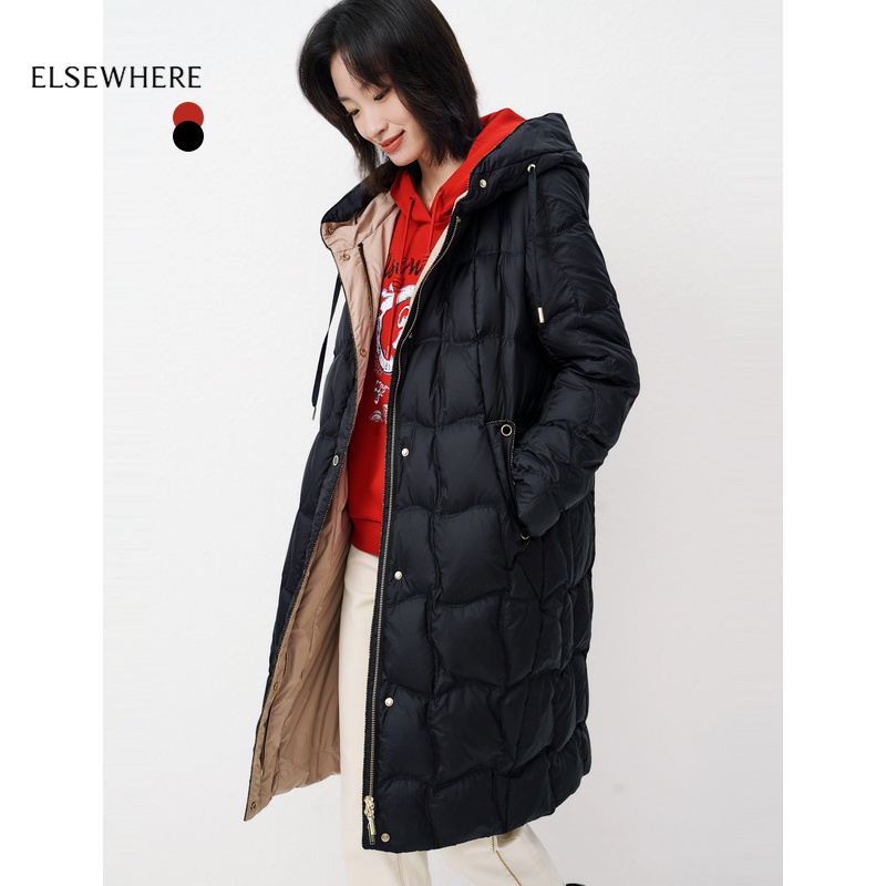 ELSEWHERE珂思中长款连帽羽绒服