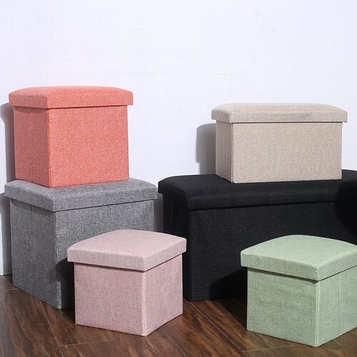 Foldable Fabric Shoe Storage Bench, Storage Ottoman 收纳凳