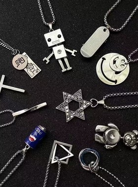 Men women titanium steel necklace Cuban pendant necklace项链