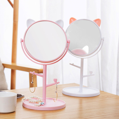 Cat ears desktop Makeup Mirror Dormitory Dressing Mirror