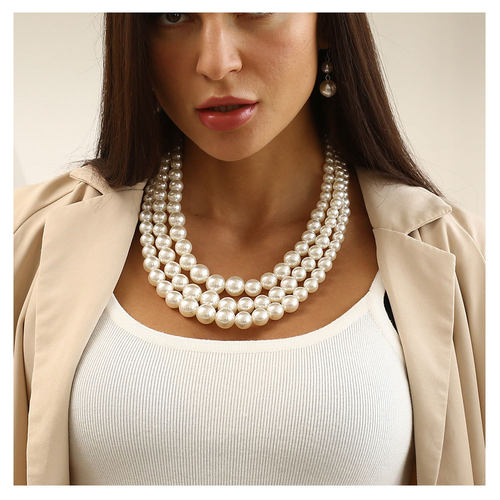 Multi-LayerPearlNecklace