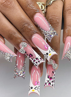 Handmade Press-on Nails - Rhinestone Kitty Cat Design 穿戴甲