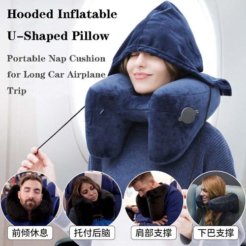 Inflatable U-Shaped Pillow, Travel Neck Support Pillow