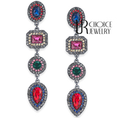 CHOICE GENUINE 美国I.N.C原单正品 彩宝石水晶质感长耳环