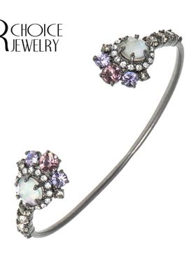 URCHOICE水钻花朵开口手镯女