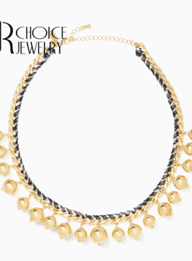 欧美金色吊坠项链