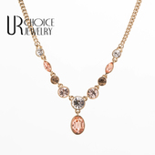 CHOICE GENUINE 欧美正品 纪家高端镶嵌施家水晶橘金Y项链