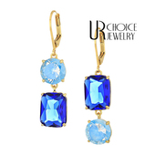 CHOICE GENUINE 欧美KS正品 靛蓝色不对称水晶耳环