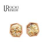 欧美高端LS设计师鲍鱼贝水晶贴片耳钉 GENUINE CHOICE