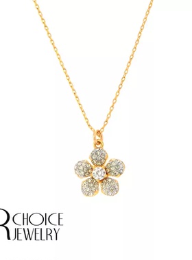 URCHOICE金色满钻花朵项链女