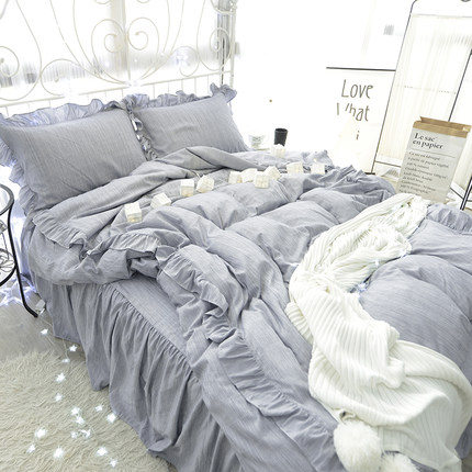 七好啄木鸟公主风水洗四件套韩式1.8m床单床裙款双人床上用品