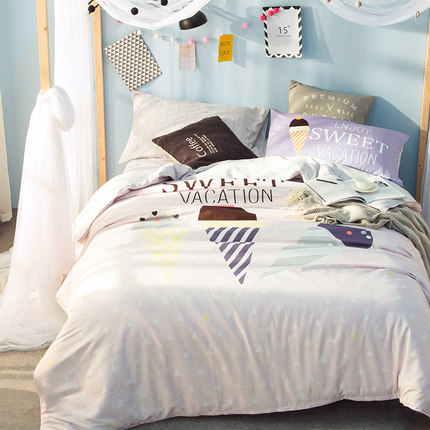 七好啄木鸟全棉四件套 纯棉床单被套1.8m床双人1.5米床上用品套件