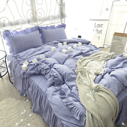 七好啄木鸟公主风水洗四件套韩式1.8m床单床裙款双人床上用品