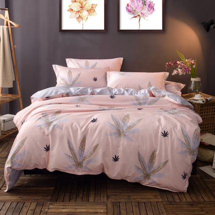 七好啄木鸟纯棉四件套全棉 简约床上用品1.5m床单被套双人1.8米床