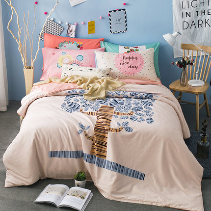 七好啄木鸟民族风纯棉四件套床上用品 全棉单双人1.5m1.8m床套件