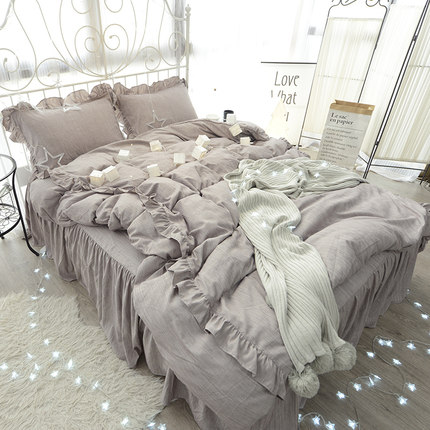 七好啄木鸟公主风水洗四件套韩式1.8m床单床裙款双人床上用品