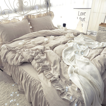 七好啄木鸟公主风水洗四件套韩式1.8m床单床裙款双人床上用品