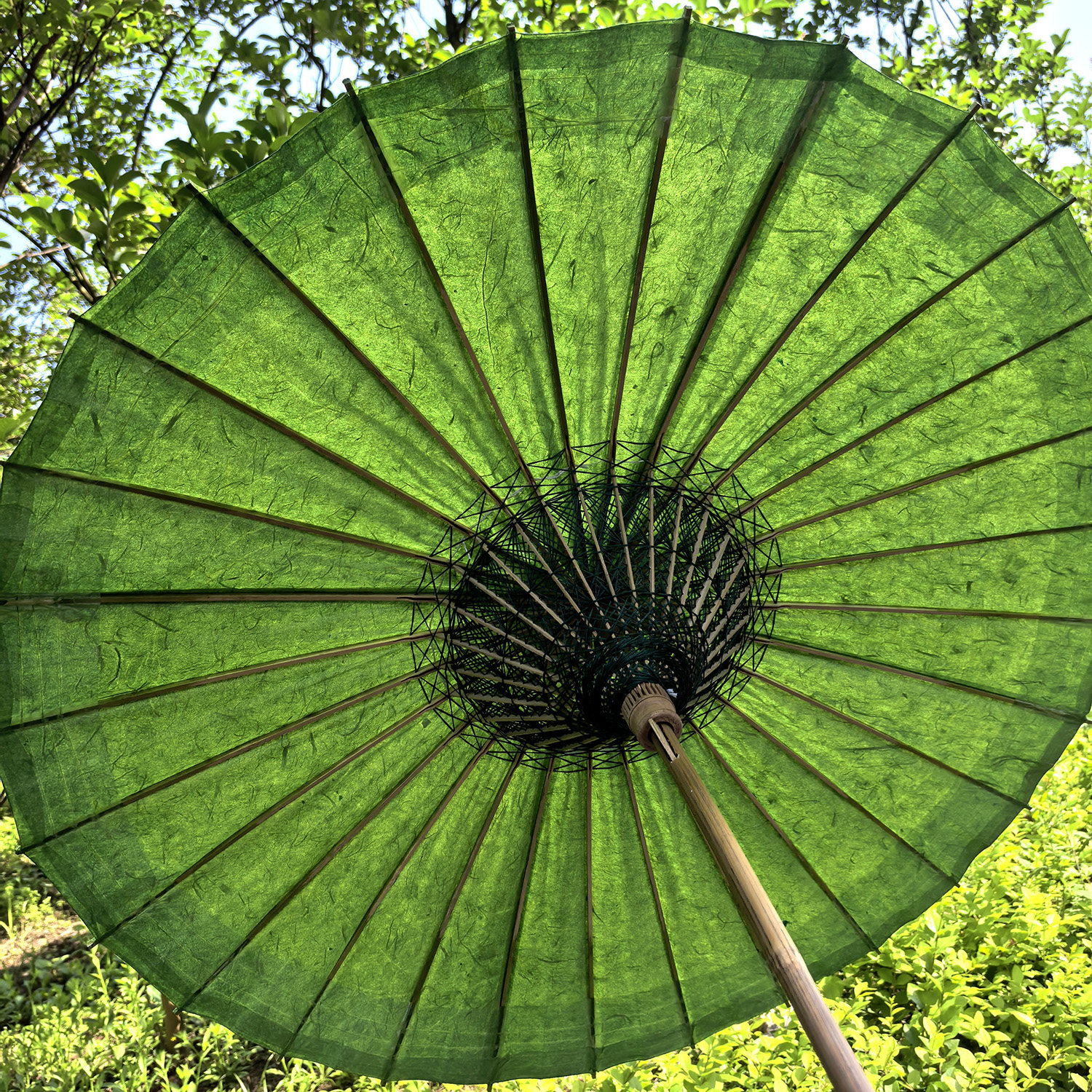 油纸伞古风浸染绿色手造云龙汉服防雨遮阳伞中式国风伞非遗复古伞图片
