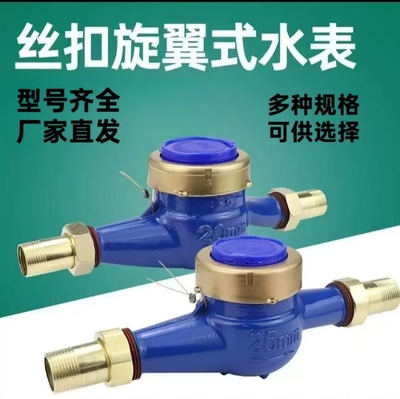 水表家用旋翼式湿式4分6分出租屋专用自来水冷水表丝扣水表国标