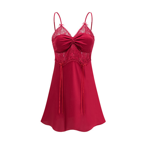 薄款丝绸春夏季性感镂空吊带睡裙