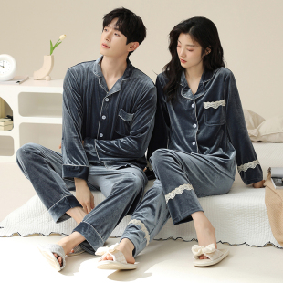 2025新款情侣睡衣男女秋冬金丝绒长袖大码休闲高级感可外穿家居服