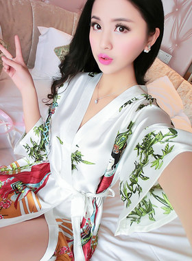 丝绸韩版女士睡裙大码浴衣包邮