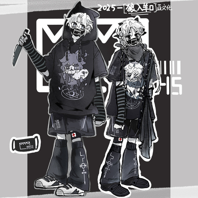 甜丧机能风不规则拼接宽松短袖