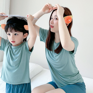 短裤 儿童短袖 家居服中大童亲子女孩空调服 薄款 莫代尔男童睡衣夏季
