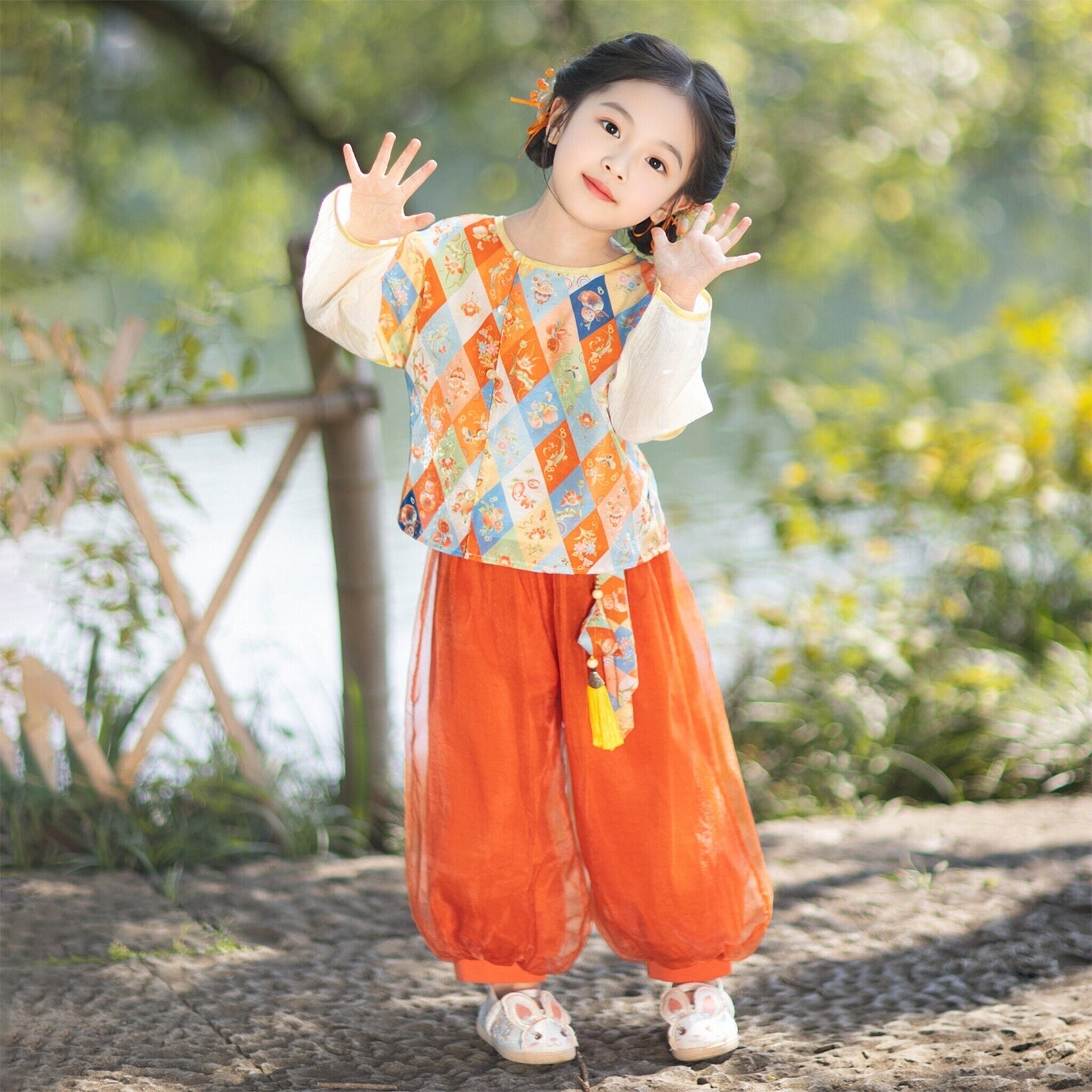 中秋汉服女童2026新款儿童国风男童新中式裤子套装小女孩古风唐装图片