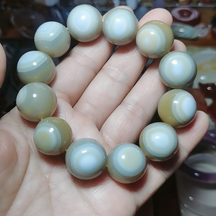 纯天然无优化玛瑙原石手串带眼睛天珠手链男款19直径