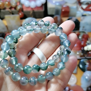 13年老店天然水草玛瑙手链8mm手串冰透水润幸运石女神生日礼物