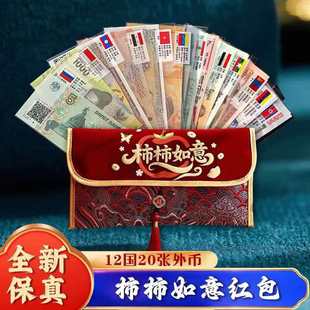 百国货币红包袋布艺2026春节世界各国货币贺岁美1钱币收藏外币