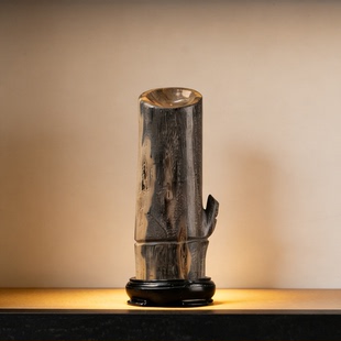 天然木化石竹节雕刻摆件硅化木艺术手工雕塑玄关博古架新中式摆件