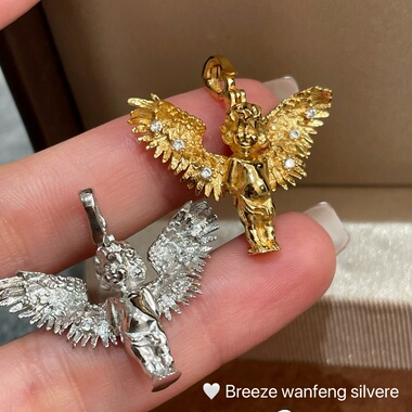 S925纯银丘比特小天使意大利精工吊坠高档精致高级感小众设计感
