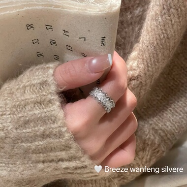 S925纯银蕾丝边戒指女轻奢时尚高级感精致气质指环百搭