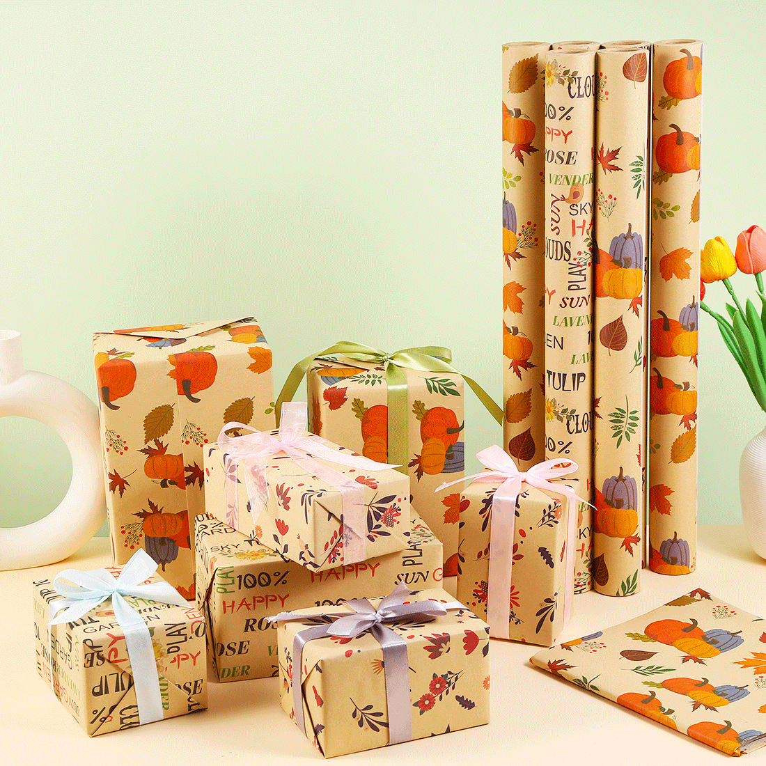 生日礼物包装纸高级感卷装礼品纸大尺寸儿童幼儿园糖果礼盒包装材料复古彩纸纸质打包纸一卷彩色牛皮纸大张