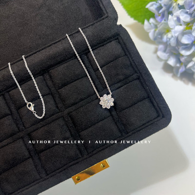 AUTHOR 爆闪 sunflower项链 满钻太阳花一克拉锁骨链纯银耳钉