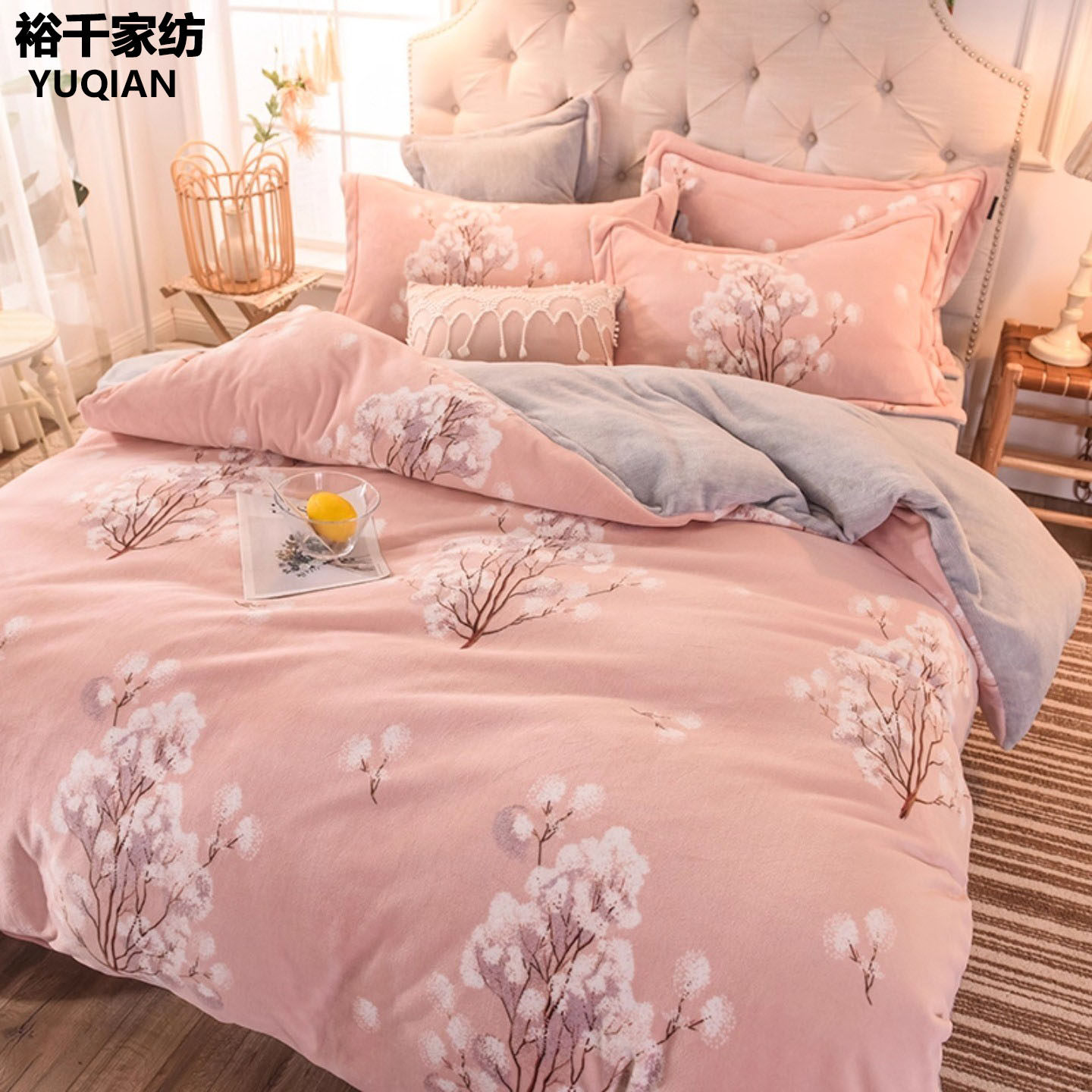 轻奢高端牛奶绒四件套冬季加厚床上用品2026新款双面珊瑚绒床笠款