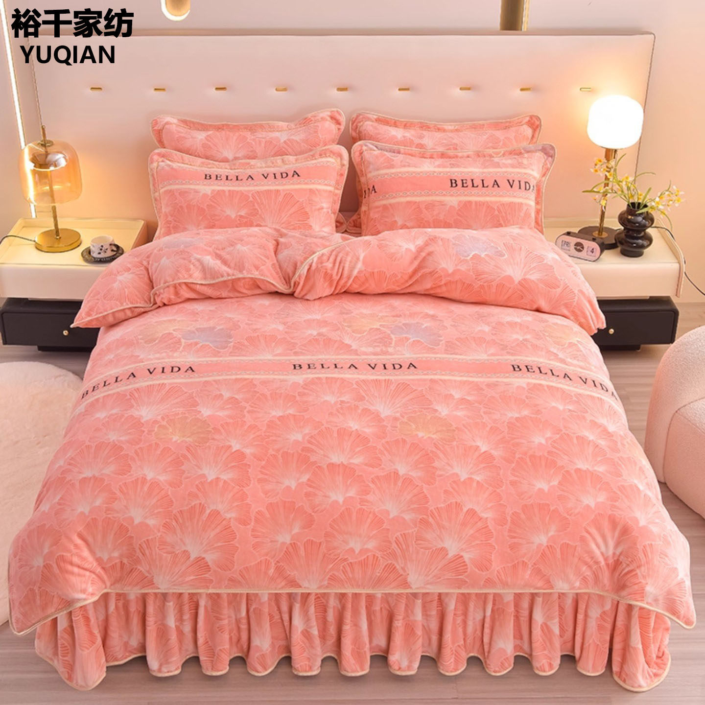 冬季牛奶绒四件套双面加厚珊瑚绒保暖被套2026新款床笠款床上用品