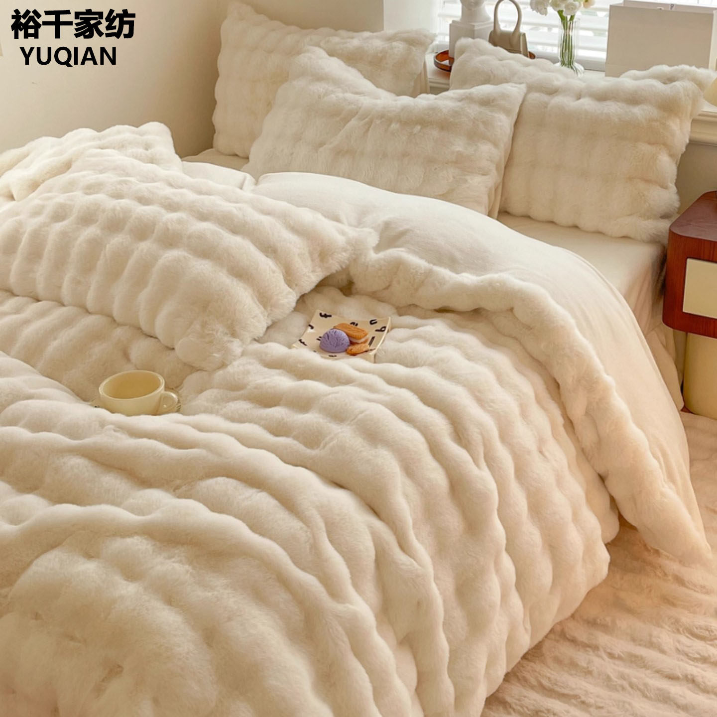 轻奢冬季牛奶绒四件套加绒加厚床品2025新款床笠款毛绒珊瑚绒床单