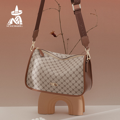 稻草人时尚老花单肩腋下包