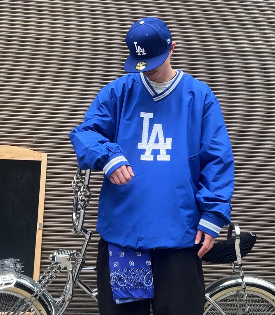 Dodgers美式ins复古LA道奇队v领运动logo刺绣舒适宽松经典棒球服