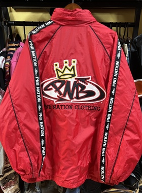 90s绝版PNB nation冲锋衣vintage古着宽松hiphop街头滑板冲锋衣