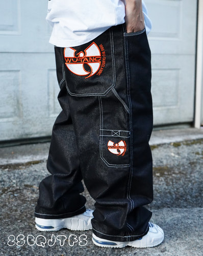 就几条美国带回狠货武当派wutang 说唱hiphop宽松街头直筒牛仔裤