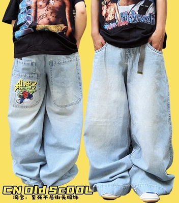90s稀有款Jnco风格y2k美式复古街头街舞滑板宽松肥大直筒牛仔裤
