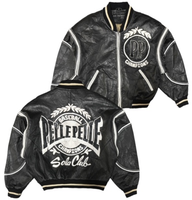 90年代vintage古着Pellepelle soda club绝版真皮皮衣 袖子可拆卸