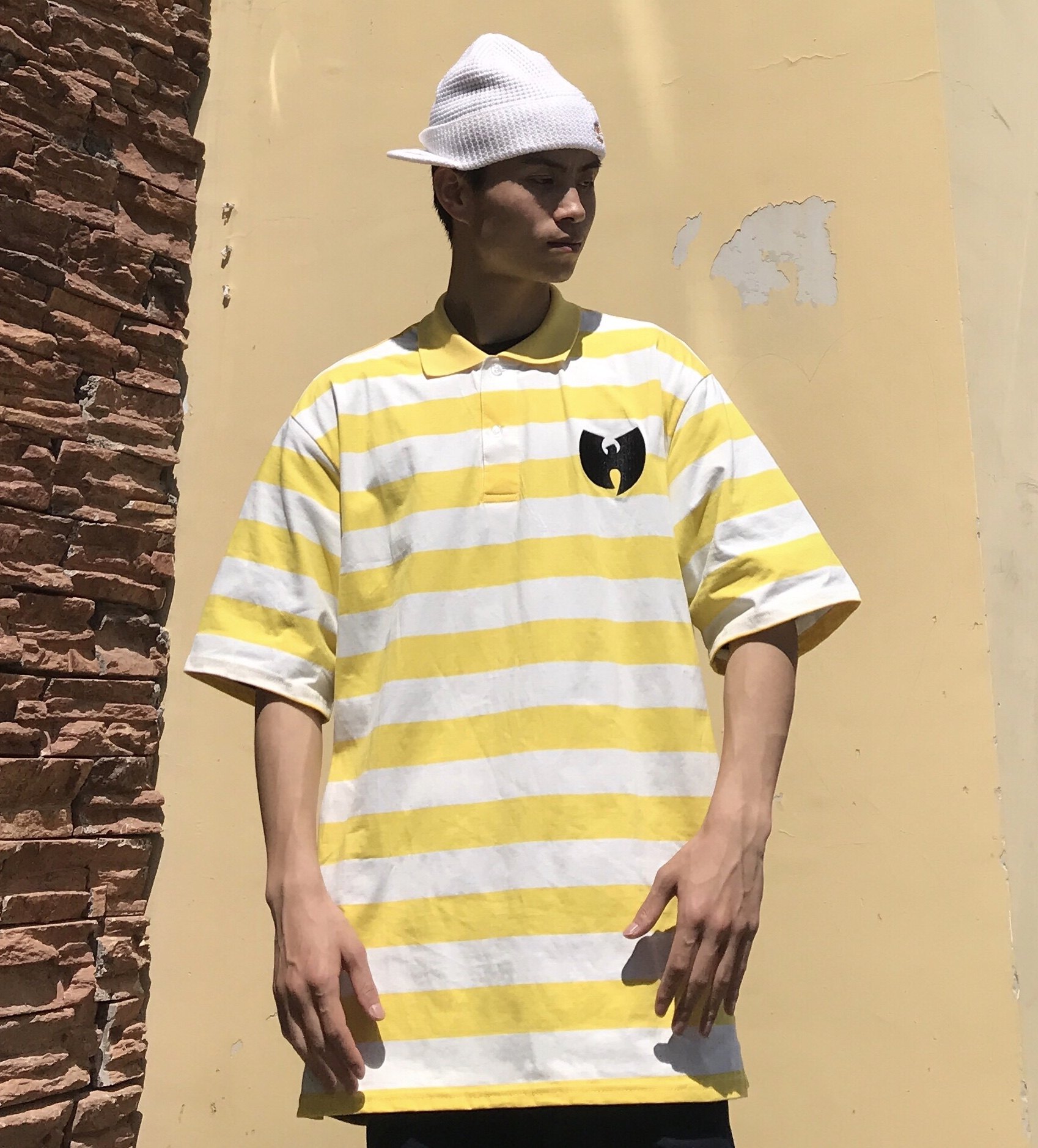 美式wutangclan武当派夏季说唱hiphop嘻哈bboy宽松透气条纹polo衫